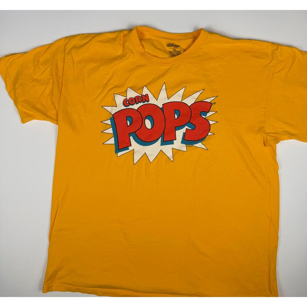 Kellogg’s Corn Pops Graphic T Shirt Mens XL Yellow Cereal Logo Tee